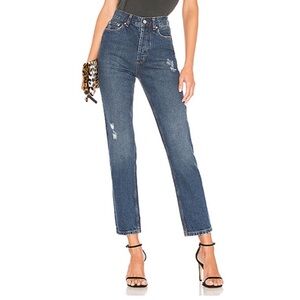 ANINE BING Peyton High Rise Jeans in Navy